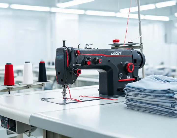 Jack industrial sewing machine in an apparel workshop